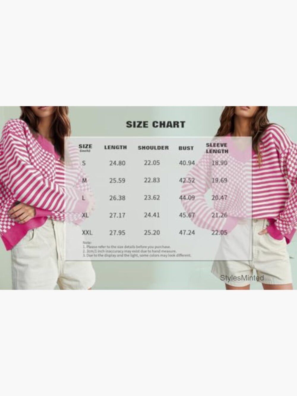Women V Neck Striped Knit Pullover Sweater Trendy Casual - Picture 4 of 6